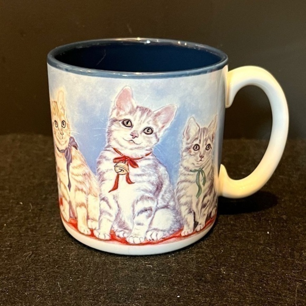 Vintage Cat Mug by Flowers Inc. Balloons Blue Cup